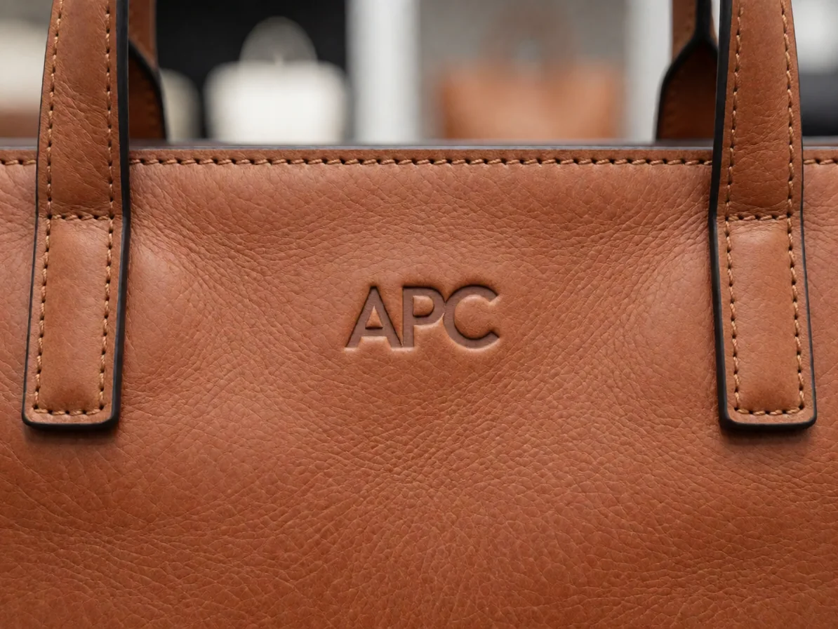 APCトートバッグのロゴとステッチングの詳細